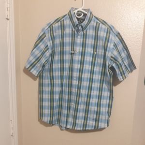 Wrangler George Strait Button Down Shirt Mens Plaid Short Sleeve Size Large